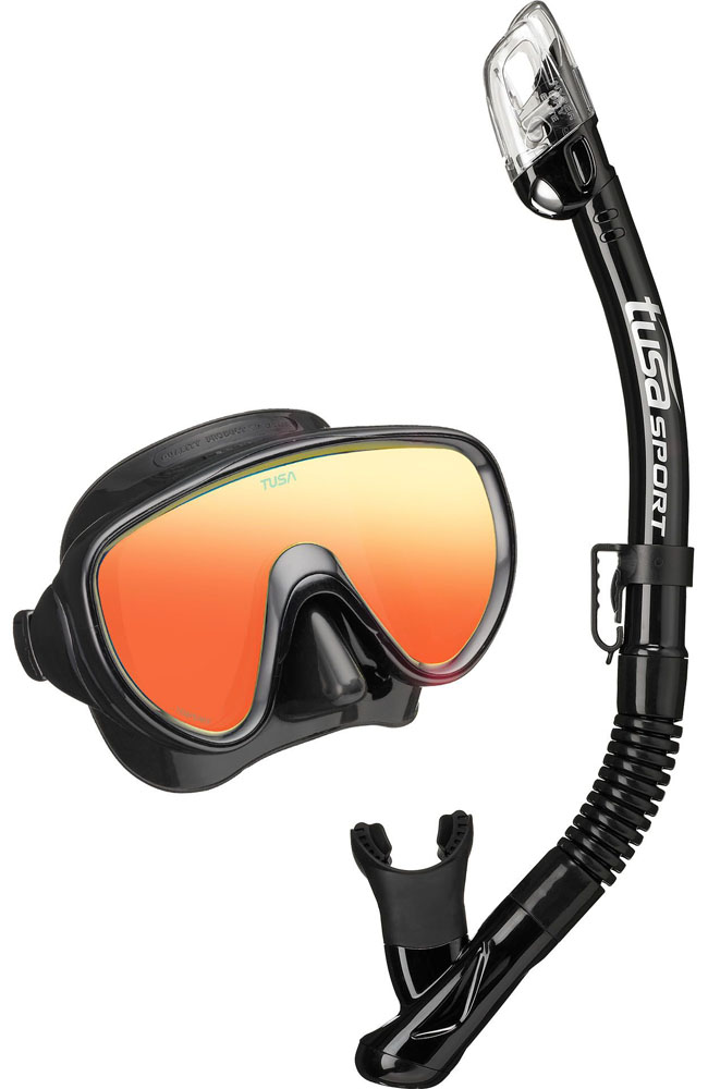 Комплект маска+трубка UCR-1625PMQB Black Series, зеркальные линзы, в сумке